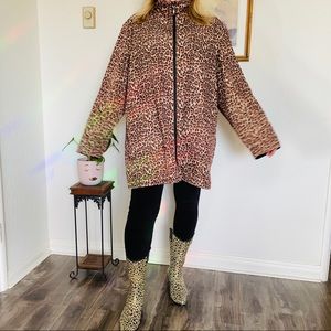 oversized comfy leopard rain coat wind breaker